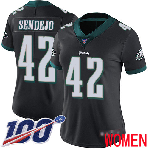 Women Philadelphia Eagles #42 Andrew Sendejo Black Alternate Vapor Untouchable NFL Jersey Limited Player 100th